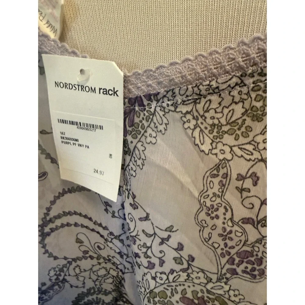 Wild Pearl Lavender Paisley Sheer Poncho Top Crochet Trim One Size NWT